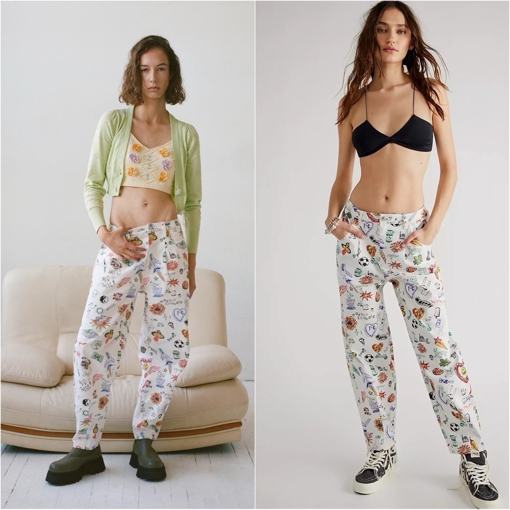 Colin LoCascio Jenni Jean Doodle Print Straight Artistic White Multicolor M